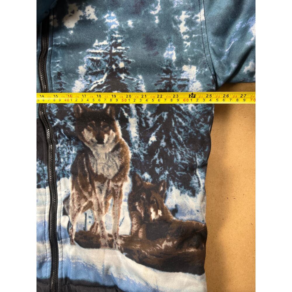 Vtg Black Canyon Outfitters Graphic Hooded Wolfs Jacket 2XL Sherpa Lined - Picture 7 of 9